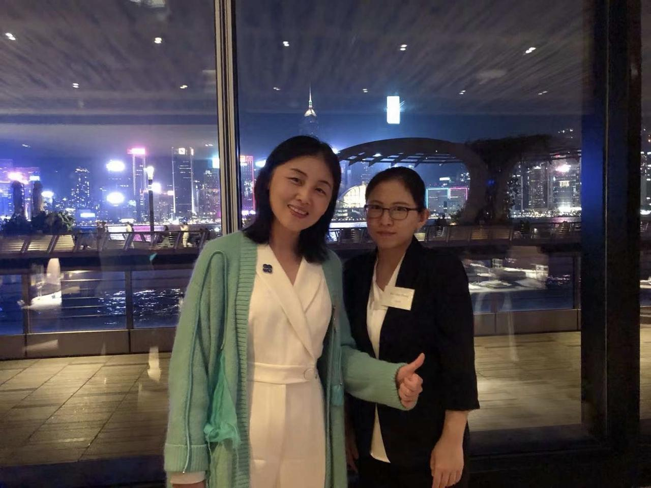 Eve with Nieng Yan at the 2023 Rhodes Scholarship final interview in Hong Kong